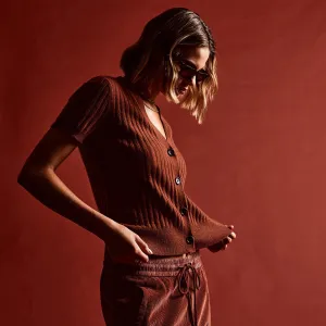 Ribbed Cashmere Cardigan - Goji