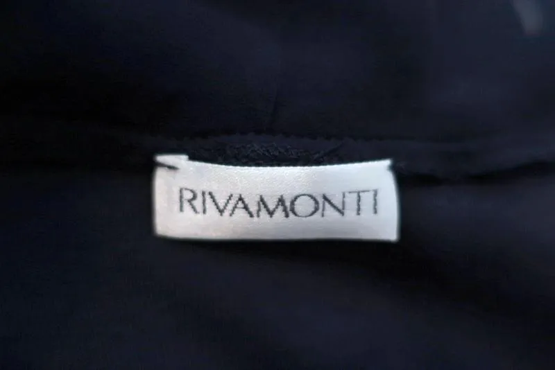 Rivamonti Top with Attached Necklace Navy Cotton Jersey & Chiffon Size Large