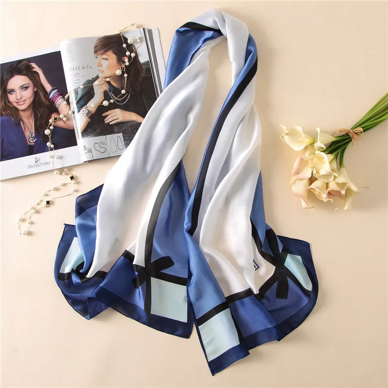 Rosette Print Silk Scarf Shawl Wrap for Women Ladies Girls 90x180