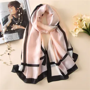 Rosette Print Silk Scarf Shawl Wrap for Women Ladies Girls 90x180