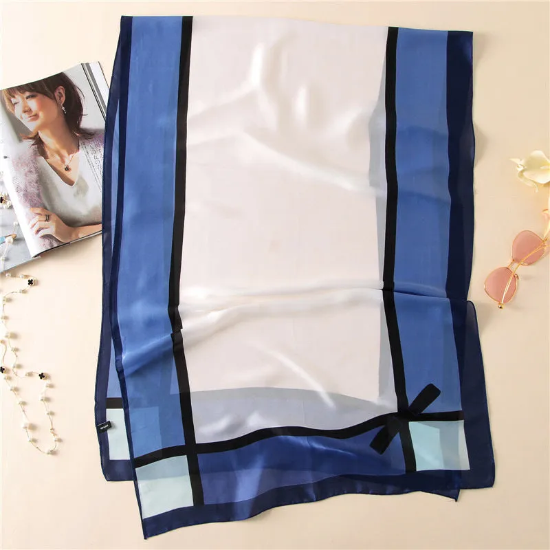 Rosette Print Silk Scarf Shawl Wrap for Women Ladies Girls 90x180