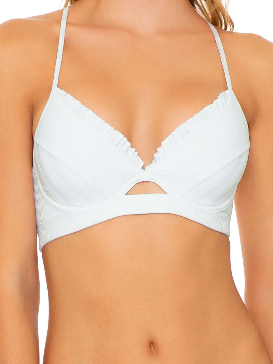 Ruffle Cut Out Underwire Top Bride White