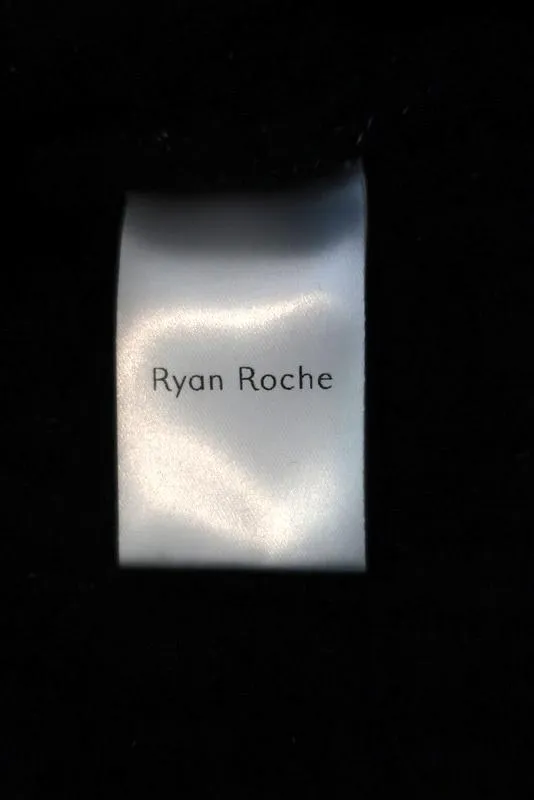 Ryan Roche Sweater Metallic-Flecked Black Cashmere-Silk Pullover Size Small