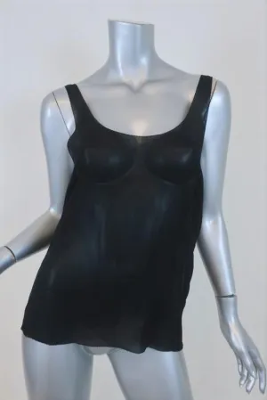 Saint Laurent Silk Georgette Tank Top Black Size 38 Sleeveless Blouse NEW