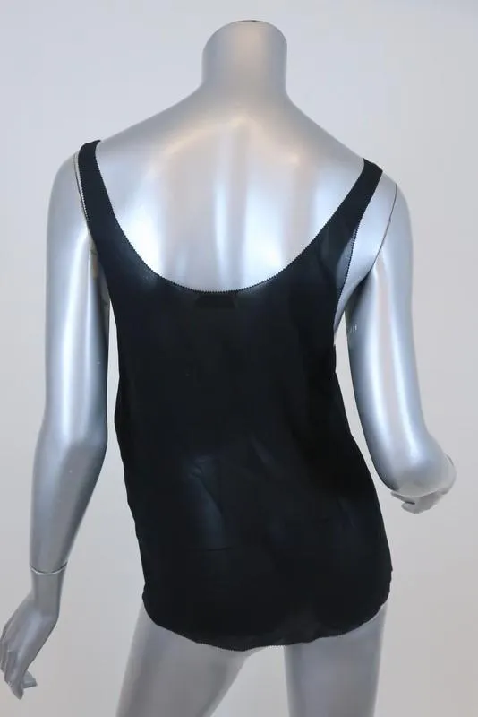 Saint Laurent Silk Georgette Tank Top Black Size 38 Sleeveless Blouse NEW