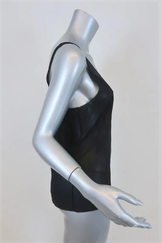 Saint Laurent Silk Georgette Tank Top Black Size 38 Sleeveless Blouse NEW