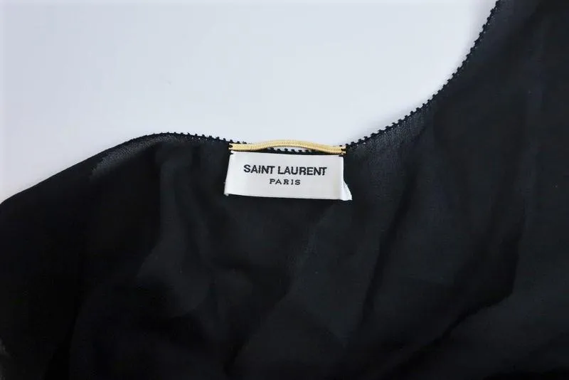 Saint Laurent Silk Georgette Tank Top Black Size 38 Sleeveless Blouse NEW