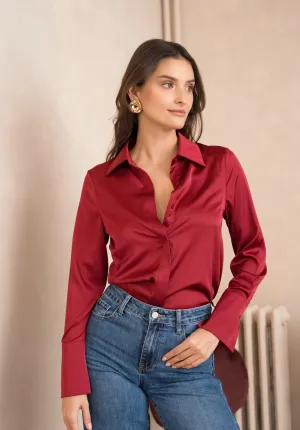SALE Satin Top -Maroon