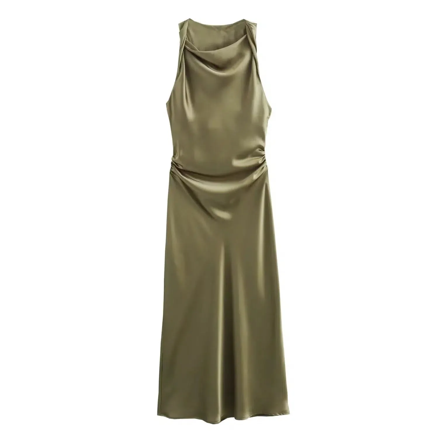 Satin Sleeveless Midi Sundress