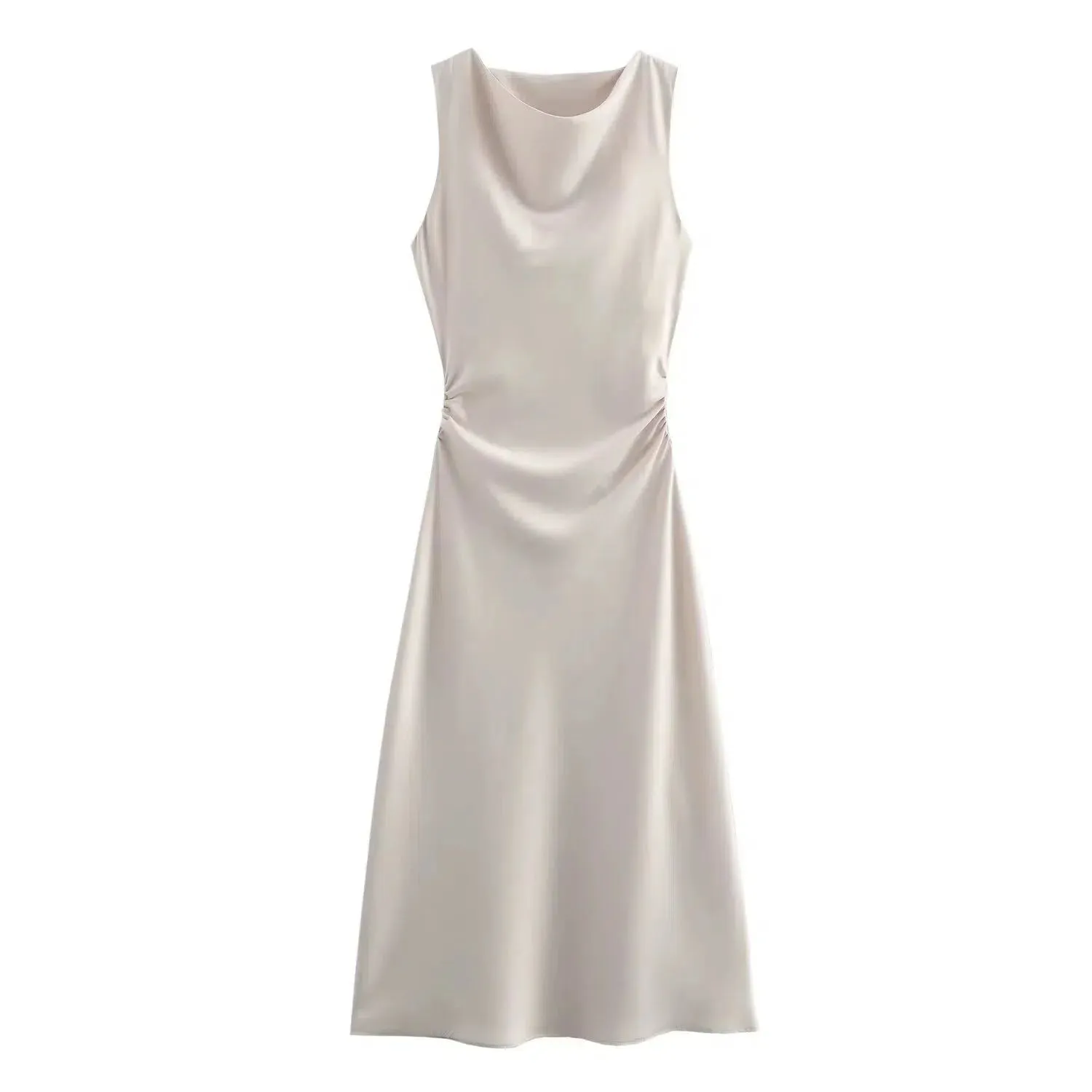 Satin Sleeveless Midi Sundress