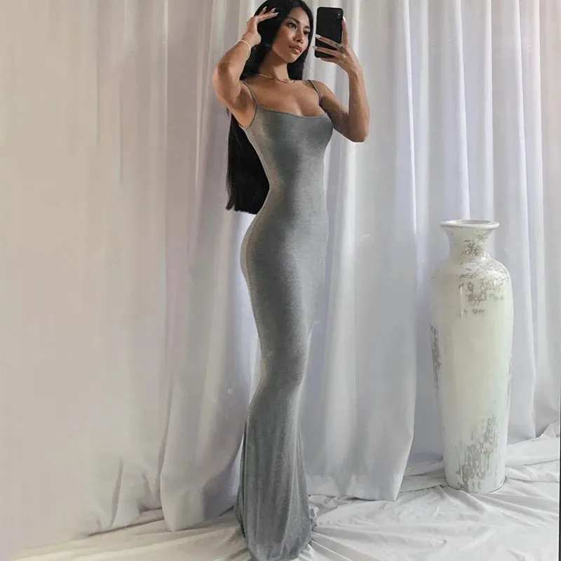 Satin Slip Sleeveless Backless Maxi Dress Women 2023 Y2k Summer Bodycon Elegant Sexy Outfits Ladies Birthday Party Club Sundress
