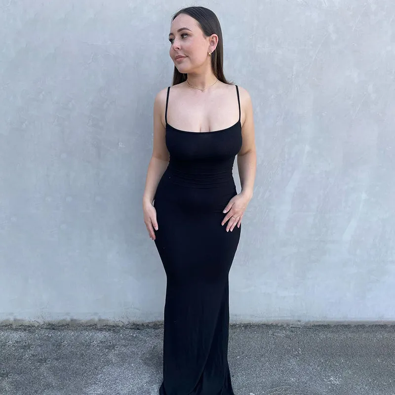 Satin Slip Sleeveless Backless Maxi Dress Women Y2k Summer Bodycon Elegant Sexy Outfits Ladies Birthday Party Club Sundress