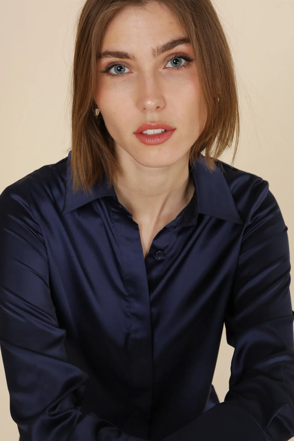 Satin Top - Navy