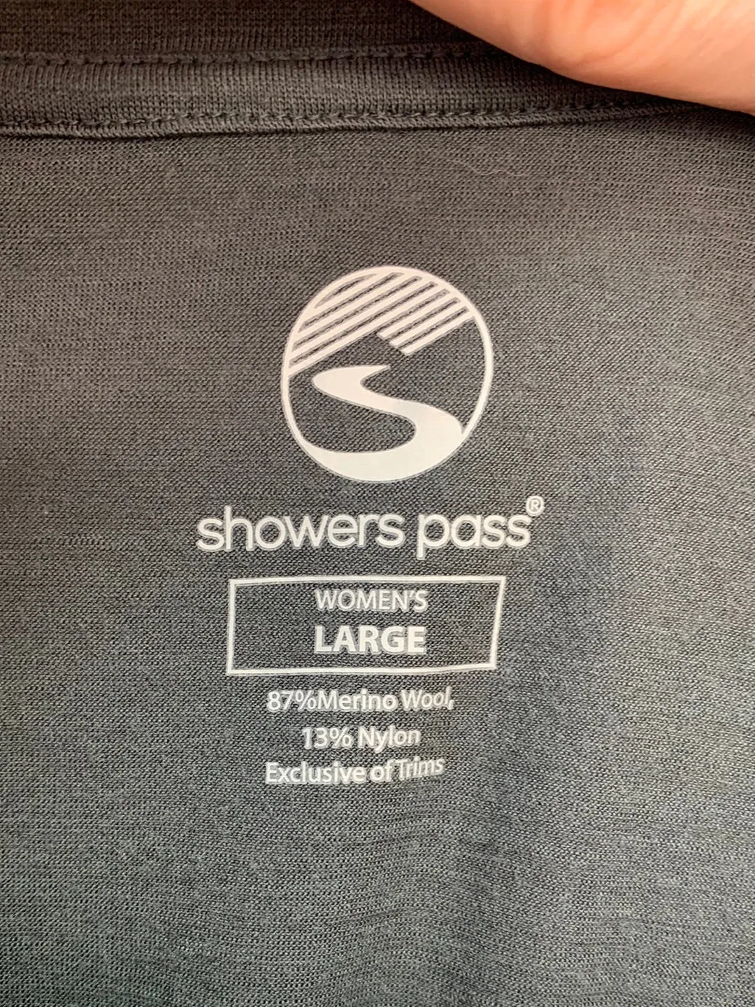 SHOWERS PASS dark grey Short Sleeve Apex Merino Wool Tech Top - L