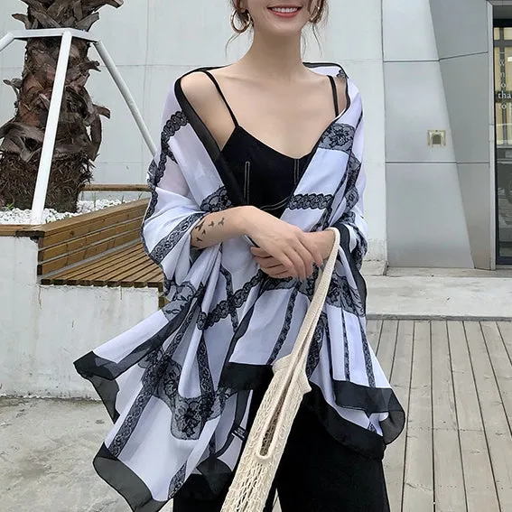 Simple Elegant Fashion Lace Silk Scarf Shawl Wrap for Women Ladies Girls 90x180