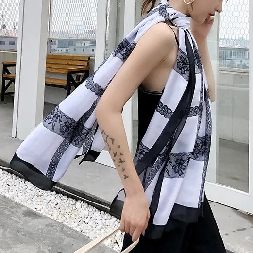 Simple Elegant Fashion Lace Silk Scarf Shawl Wrap for Women Ladies Girls 90x180