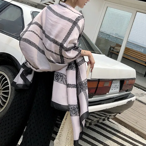 Simple Elegant Fashion Lace Silk Scarf Shawl Wrap for Women Ladies Girls 90x180