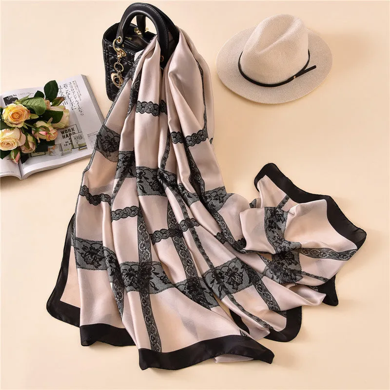 Simple Elegant Fashion Lace Silk Scarf Shawl Wrap for Women Ladies Girls 90x180