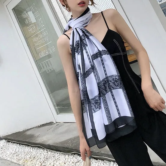 Simple Elegant Fashion Lace Silk Scarf Shawl Wrap for Women Ladies Girls 90x180