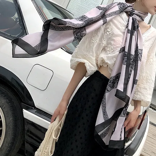 Simple Elegant Fashion Lace Silk Scarf Shawl Wrap for Women Ladies Girls 90x180