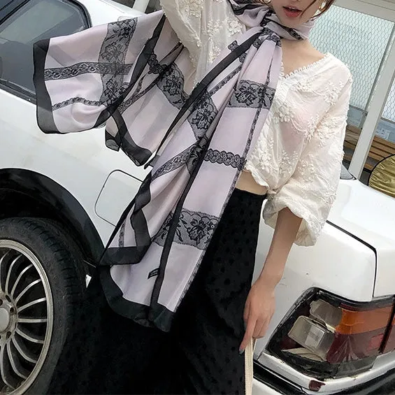 Simple Elegant Fashion Lace Silk Scarf Shawl Wrap for Women Ladies Girls 90x180