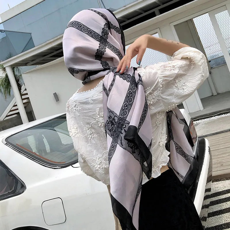 Simple Elegant Fashion Lace Silk Scarf Shawl Wrap for Women Ladies Girls 90x180