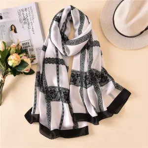 Simple Elegant Fashion Lace Silk Scarf Shawl Wrap for Women Ladies Girls 90x180