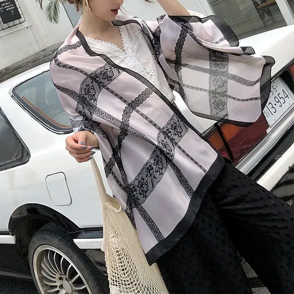 Simple Elegant Fashion Lace Silk Scarf Shawl Wrap for Women Ladies Girls 90x180