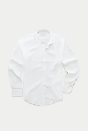 Slim Long Sleeve Linen Shirt White