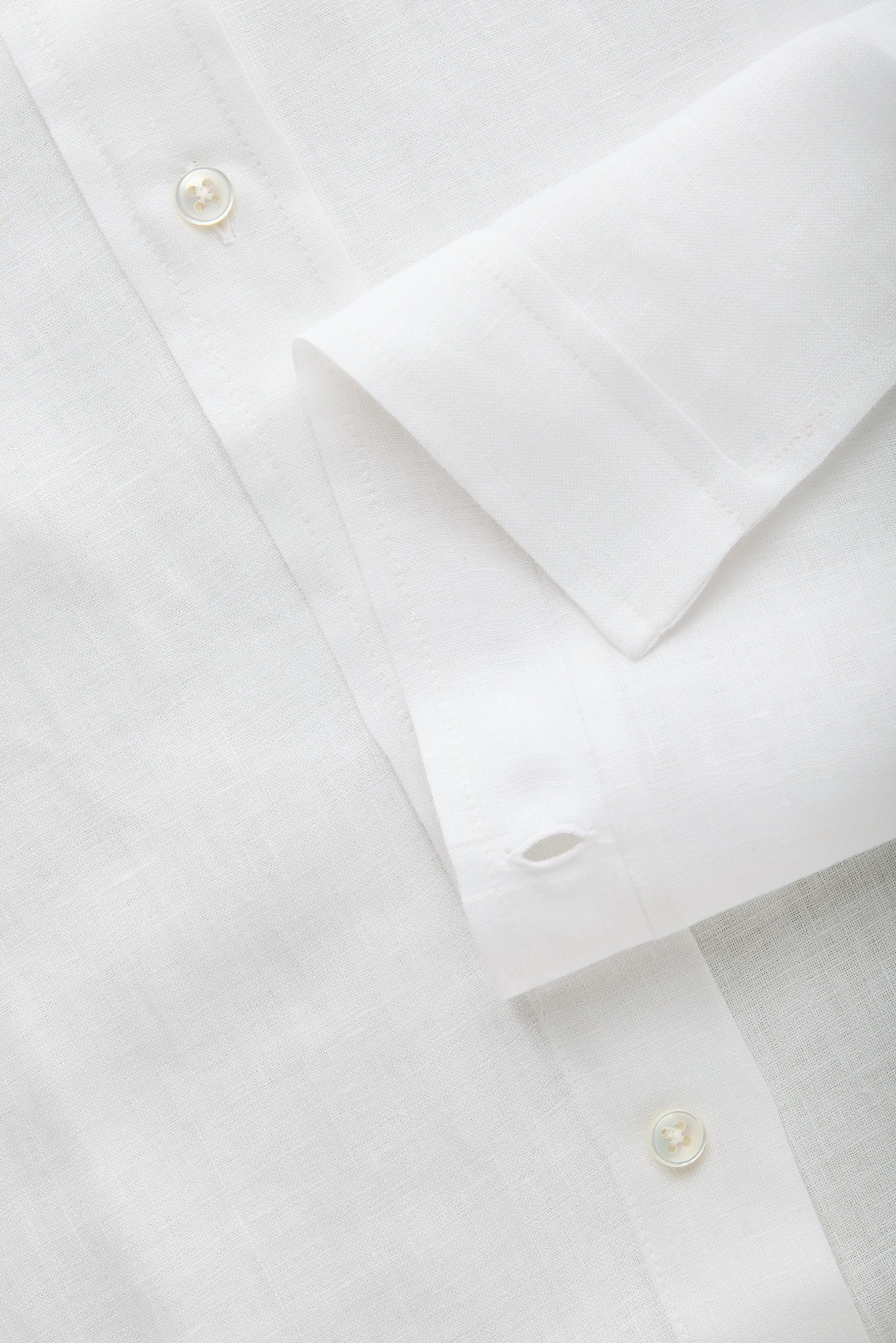 Slim Long Sleeve Linen Shirt White