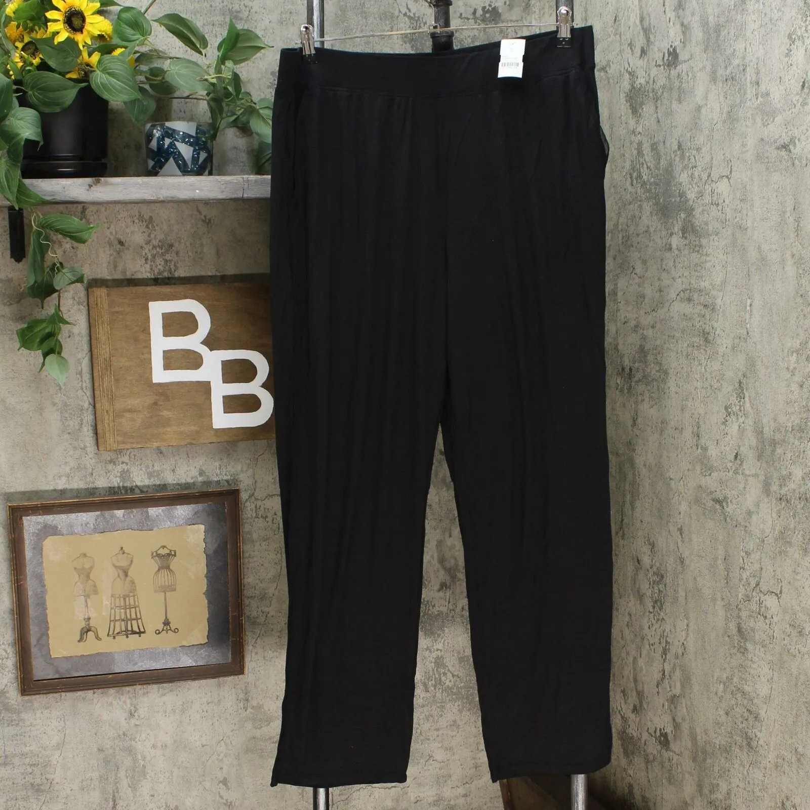 Soft & Cozy Women's Relaxed Jersey Knit Pants With Chiffon Trim