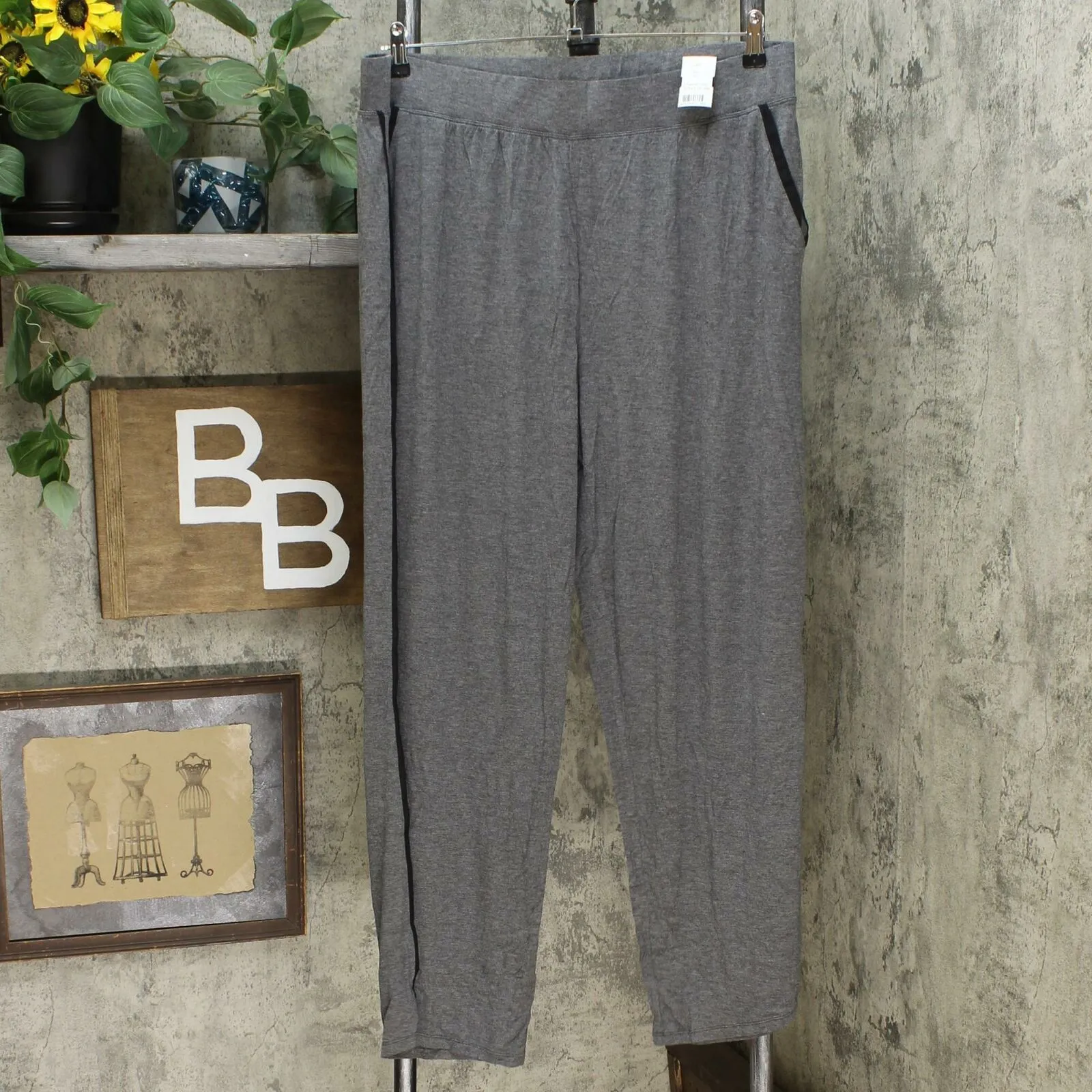 Soft & Cozy Women's Relaxed Jersey Knit Pants With Chiffon Trim
