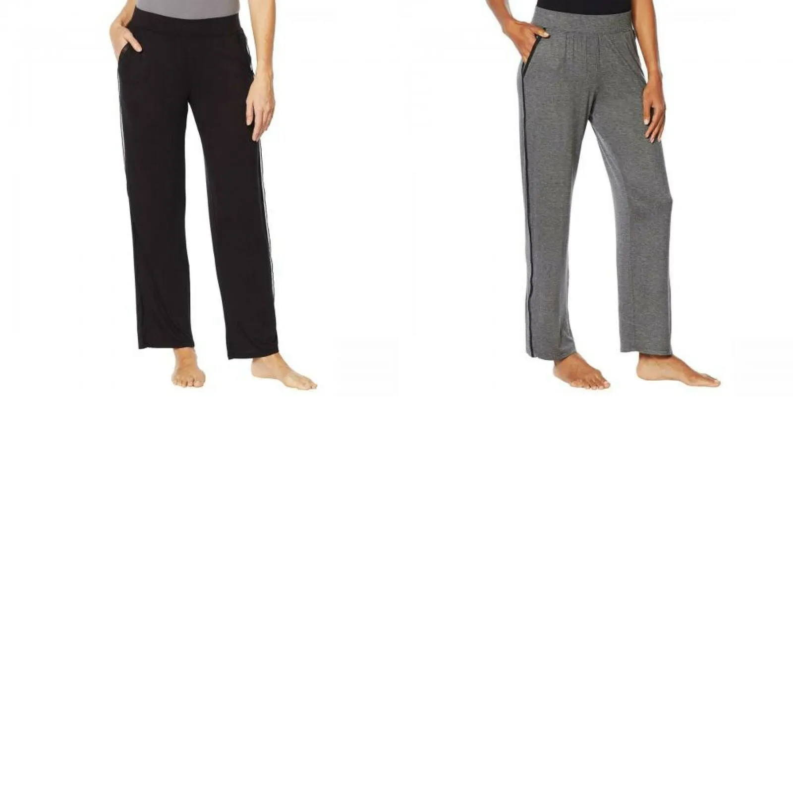 Soft & Cozy Women's Relaxed Jersey Knit Pants With Chiffon Trim