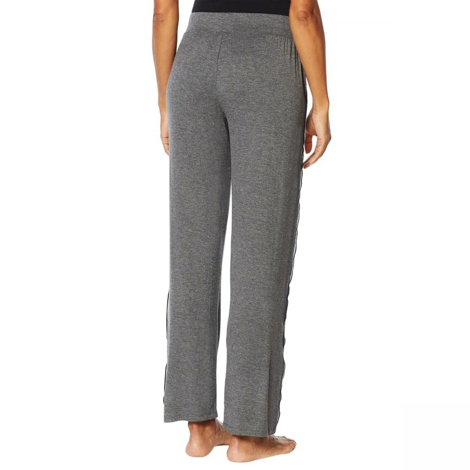 Soft & Cozy Women's Relaxed Jersey Knit Pants With Chiffon Trim