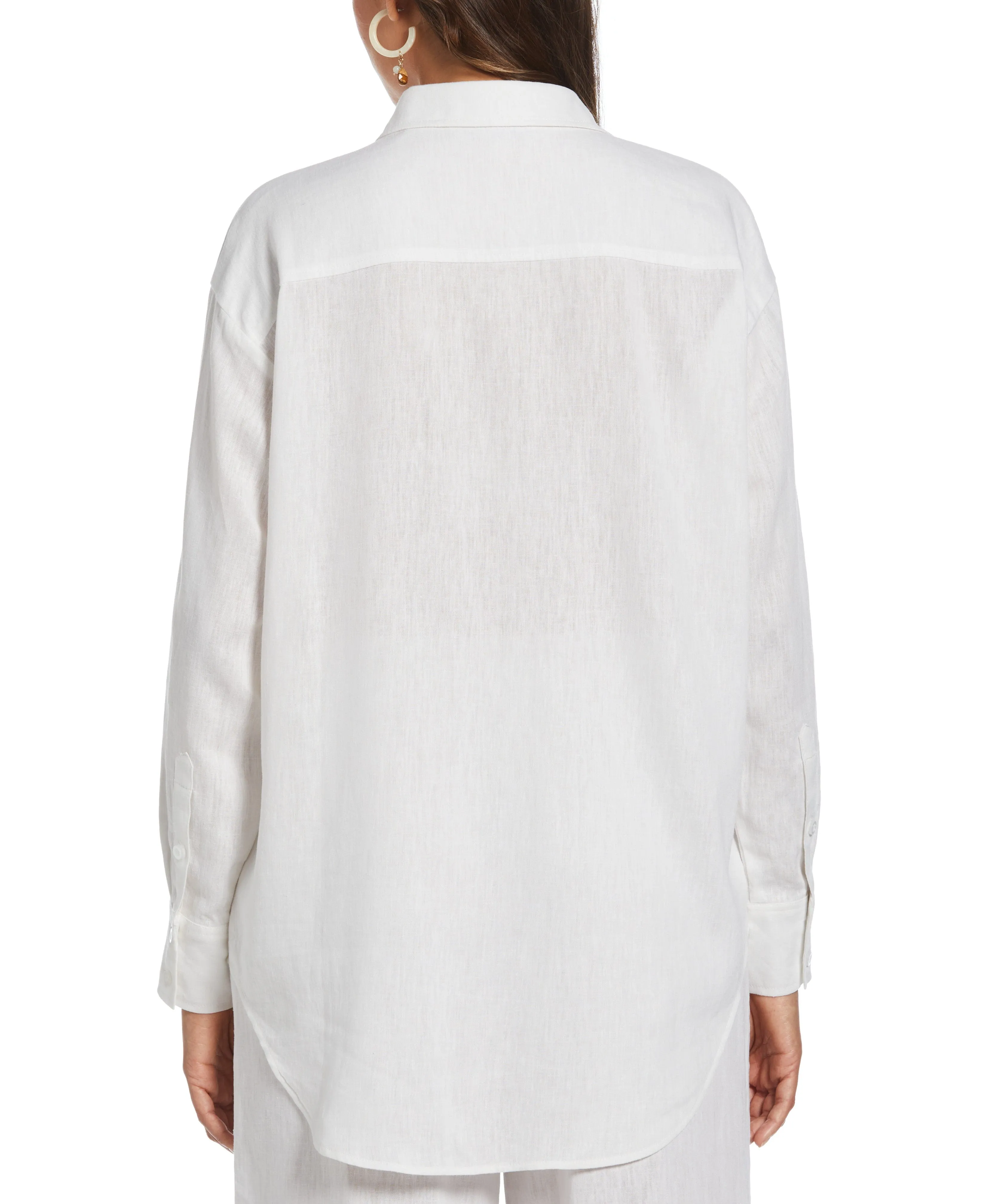 Solid Linen-Blend Blouse