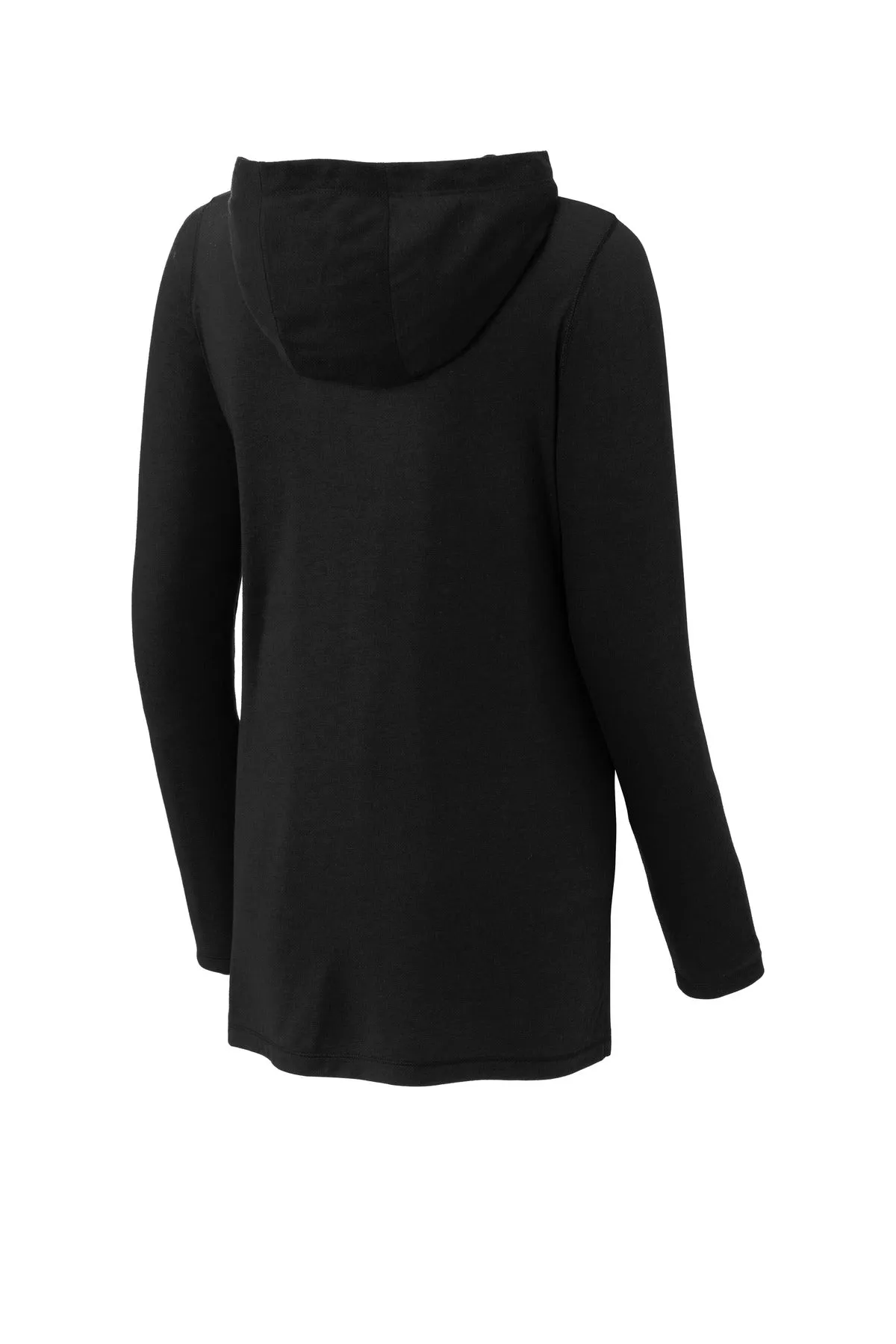 Sport-Tek Women's PosiCharge  Tri-Blend Wicking Long Sleeve Hoodie LST406 Black Triad Solid