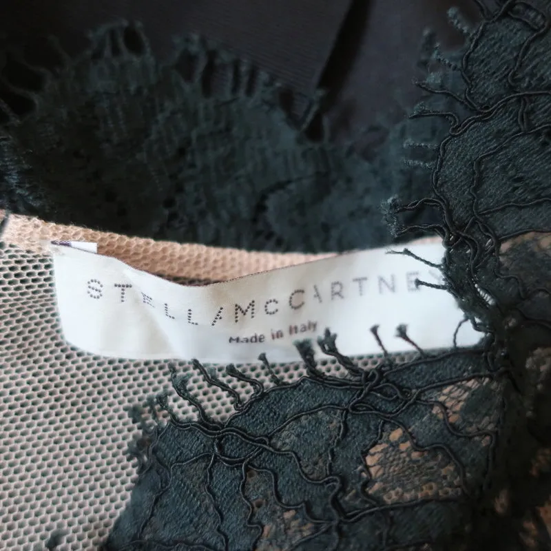 Stella McCartney Long Sleeve Mini Dress Black Lace & Raw Silk Size 40
