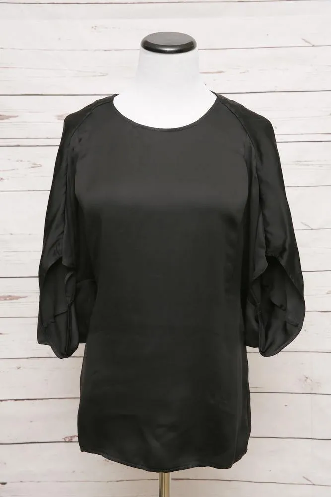Stella McCartney Women's Top: Black Cupro Size 2, Pre-owned