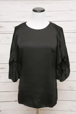 Stella McCartney Women's Top: Black Cupro Size 2, Pre-owned