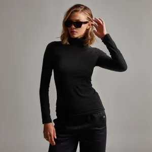 Stretch Lotus Turtleneck - Black