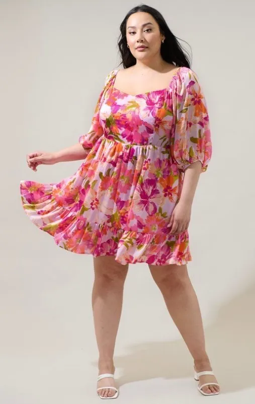 Sugarlips - Abigal Floral Evy Sweetheart Mini Dress (Final Sale)