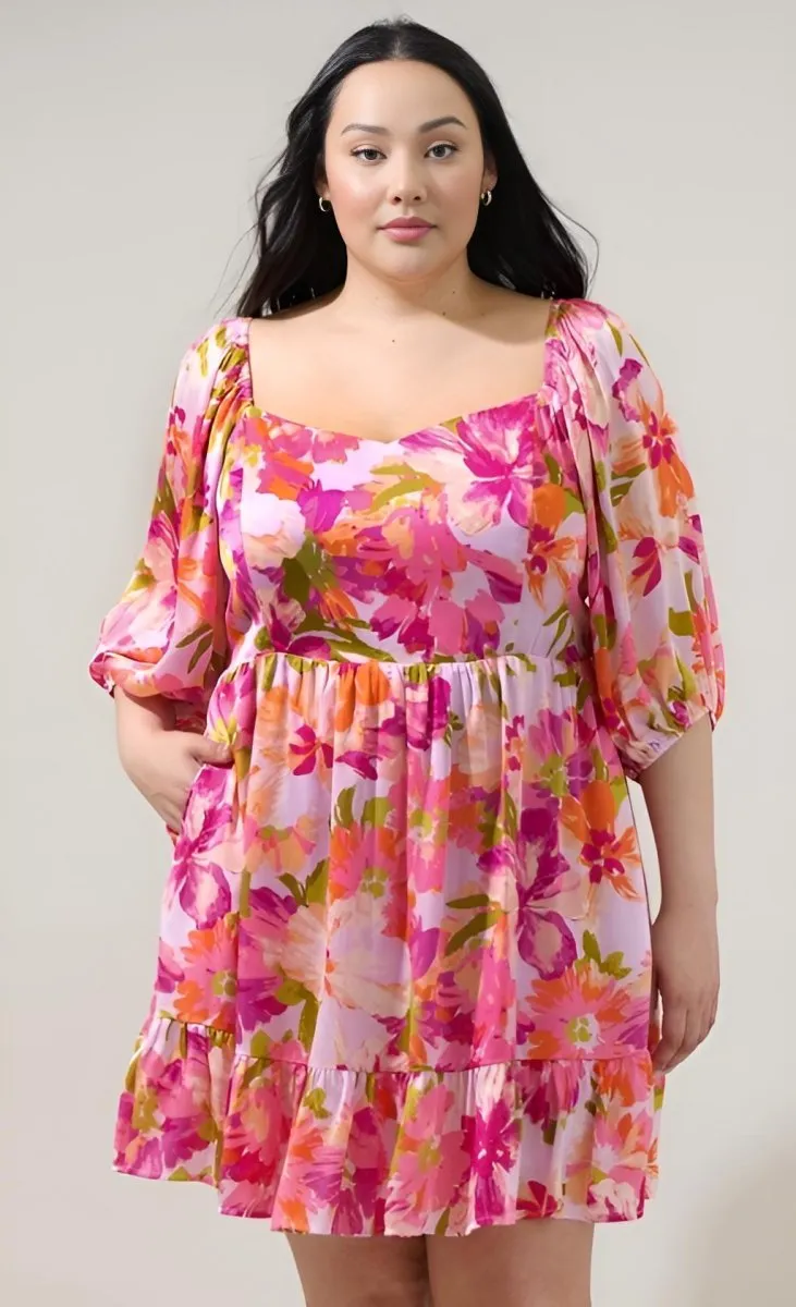 Sugarlips - Abigal Floral Evy Sweetheart Mini Dress (Final Sale)