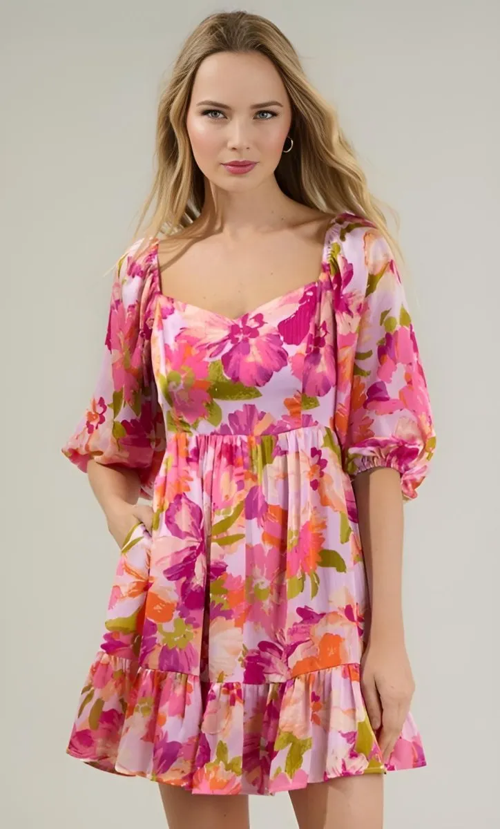 Sugarlips - Abigal Floral Evy Sweetheart Mini Dress (Final Sale)