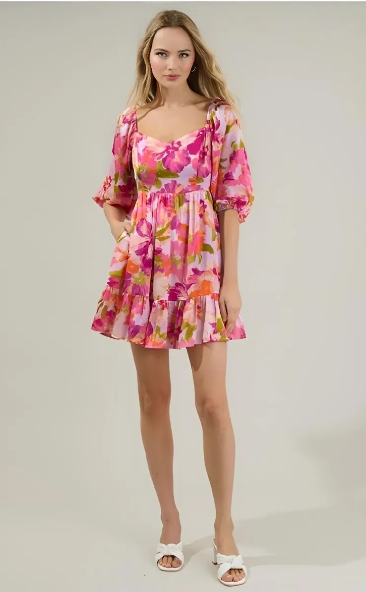 Sugarlips - Abigal Floral Evy Sweetheart Mini Dress (Final Sale)