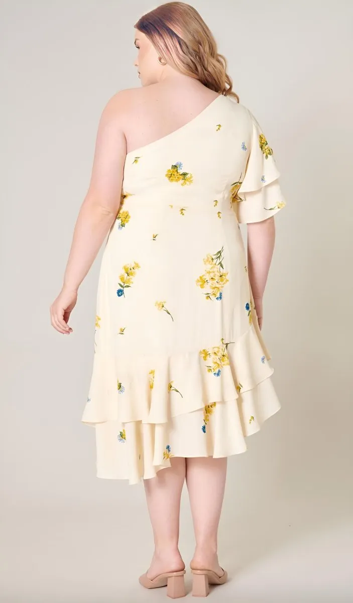 Sugarlips - Melba Floral One Shoulder Asymmetrical Dress - Plus Size (Final Sale)