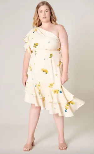 Sugarlips - Melba Floral One Shoulder Asymmetrical Dress - Plus Size (Final Sale)