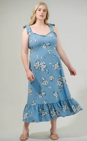 Sugarlips - Moxie Floral Baker Tie Strap Midi Dress - Plus Size (Final Sale)