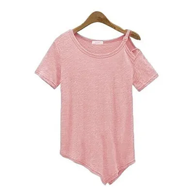 Summer Cotton t-shirt Fashion Tops Punk Rock tee shirt Off the Shoulder Strap T Shirt Women C487