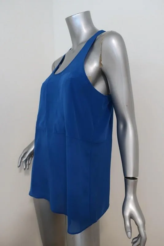 T by Alexander Wang Tank Top Blue Paneled Silk & Chiffon Size Medium
