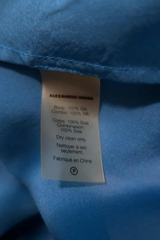 T by Alexander Wang Tank Top Blue Paneled Silk & Chiffon Size Medium